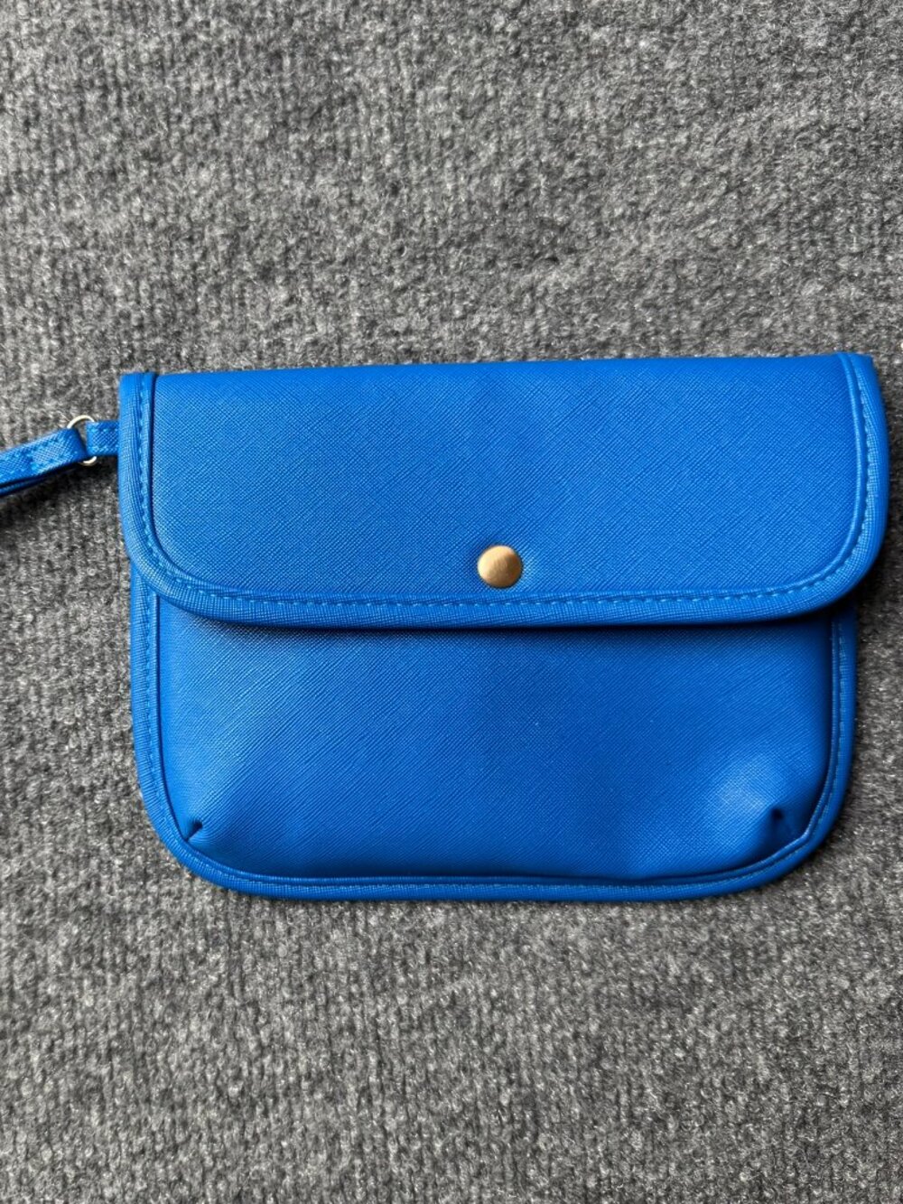 Vibrant Royal Blue Saffiano Wristlet Pouch Small Makeup Bag Clutch 7.5x5.5